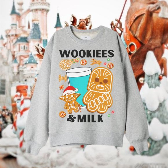 Wookiees and Milk Gingerbread Christmas Shirt, Chewbacca and Yoda - Picture 1 of 4